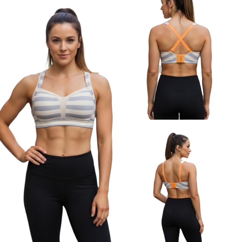 Lululemon Sports Bra Womens 36DD Gray Ta Ta Tamer High Support Adjustable Straps